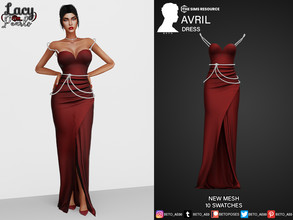 Sims 4 — Avril (Dress) LacyPearls    by Beto_ae0 — Long and elegant dress with pearls, Enjoy it - 10 colors - New Mesh -