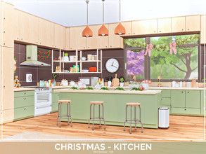 Sims 4 — Christmas Kitchen - TSR only CC by Mini_Simmer — Room type: Kitchen Price: $21,607 Wall Height: Medium
