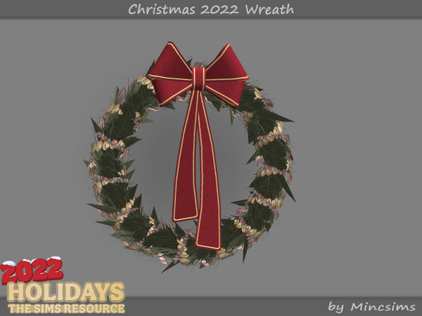 Sims 4 — Christmas 2022 Wreath by Mincsims — 1 swatch Basegame Compatible