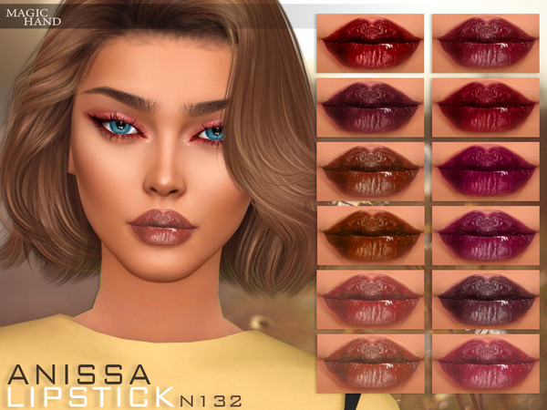 Sims 4 — [Patreon] Anissa Lipstick N132 by MagicHand — Shine lipstick in 16 colors - HQ Compatible. Preview - CAS