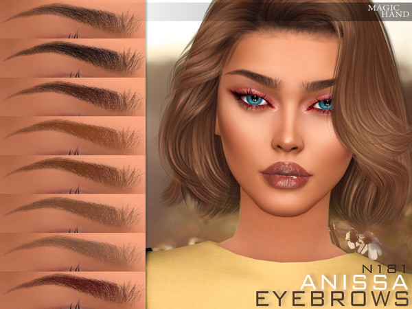 Sims 4 — [Patreon] Anissa Eyebrows N181 by MagicHand — Soft angled eyebrows in 13 colors - HQ Compatible. Preview - CAS