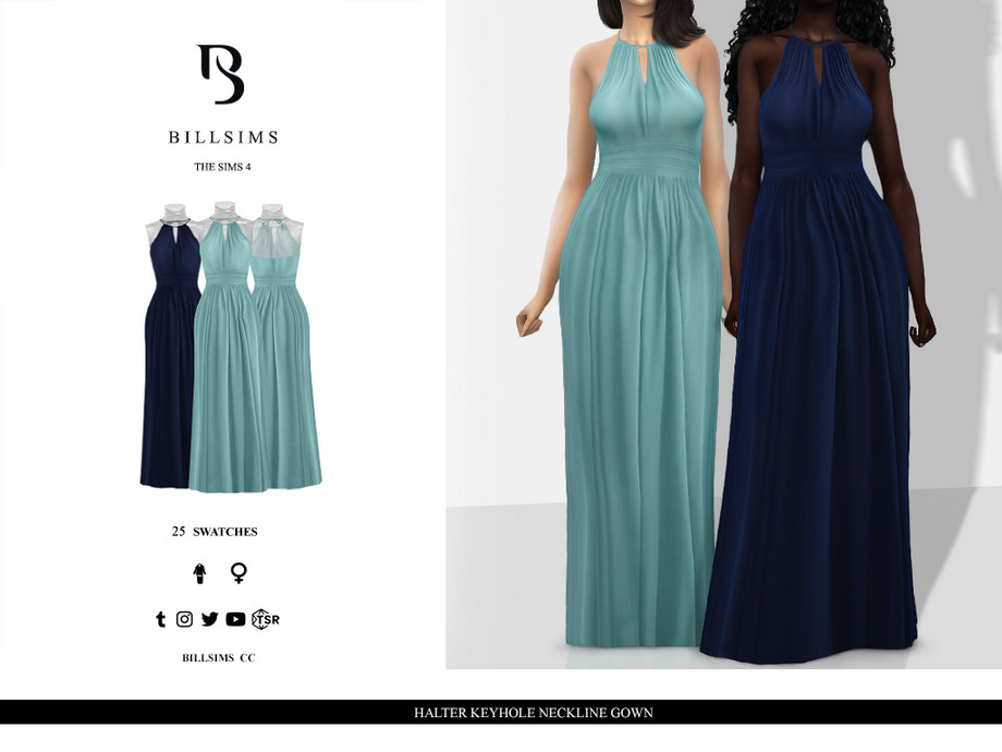The Sims Resource - Halter Keyhole Neckline Gown