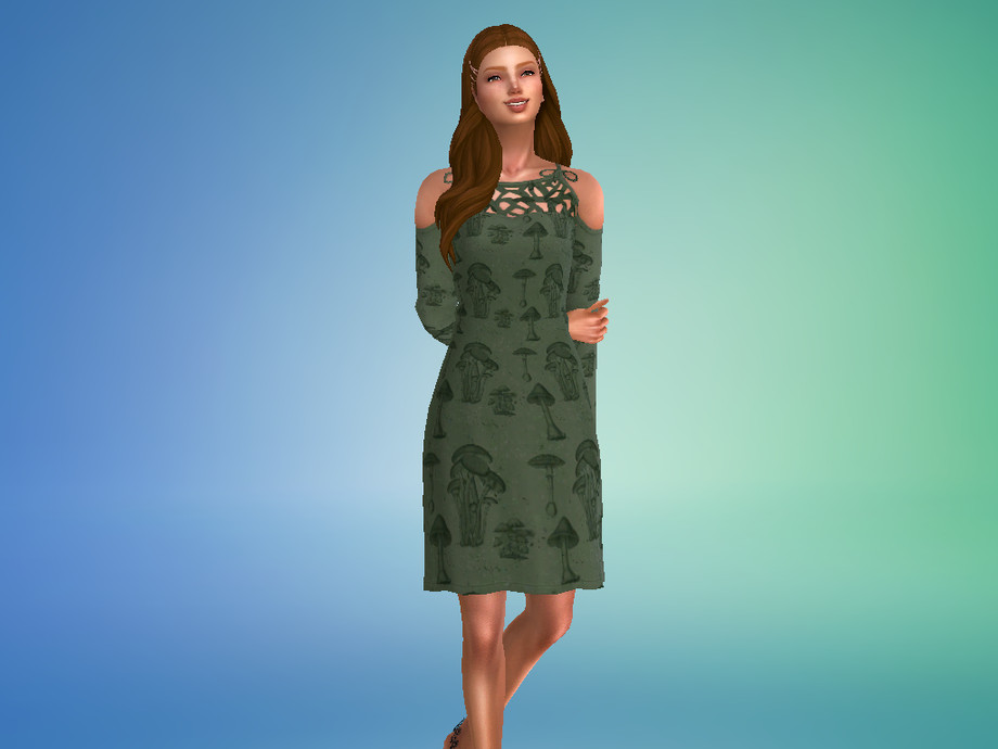green mushroom dress Emma Dress Green with Mushroom Embroidery