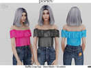 Sims 4 — Ruffle Crop Top by portev — New Mesh 16 colors All Lods For female Teen to Elder
