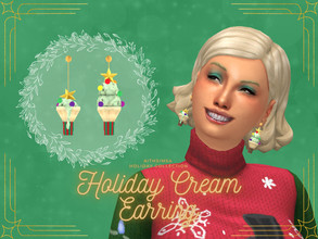 Sims 4 — Holiday Cream Earring by aithsims — Ice Cream For Melting Holidays EA mesh/texture edit + My mesh/texture