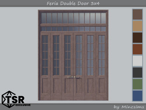 Sims 4 — Feria Double Door 3x4 by Mincsims — 8 swatches Basegame Compatible