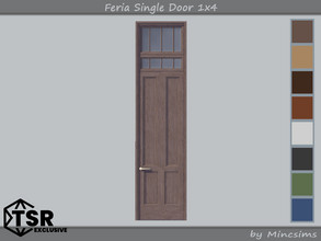 Sims 4 — Feria Single Door 1x4 by Mincsims — 8 swatches Basegame Compatible
