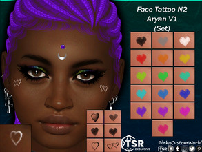 Sims 4 — Face Tattoo N2 - Aryan V1 (Set) by PinkyCustomWorld — Cute heart face tattoos for both sides. Comes in 6