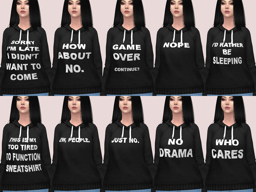 The Sims Resource - Slogan Hoodie