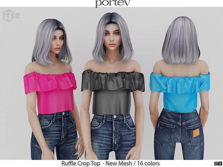 The Sims Resource - Ruffle Crop Top