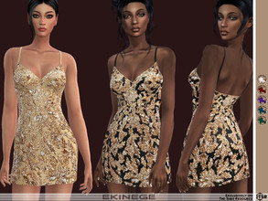 Sims 4 — Embellished Spaghetti Strap Short Dress by ekinege — All over bead embellishments dress. 7 different colors.