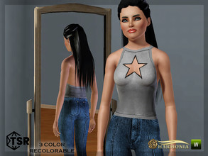 Sims 3 — Star Tank Top 037 by Harmonia — 3 color Recolorable Please do not use my textures. Please do not re-upload.