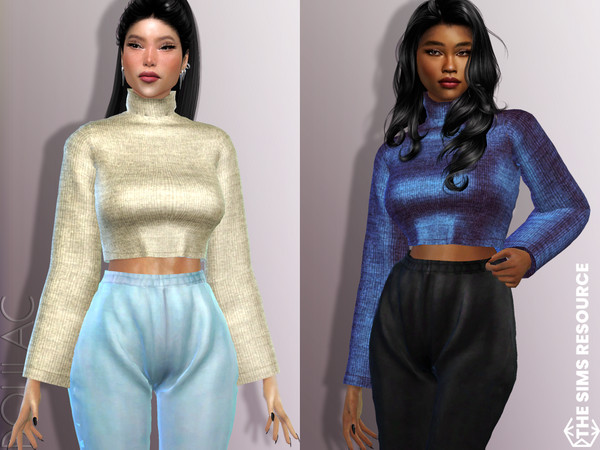 The Sims Resource - Crop Turtleneck Sweater DO683