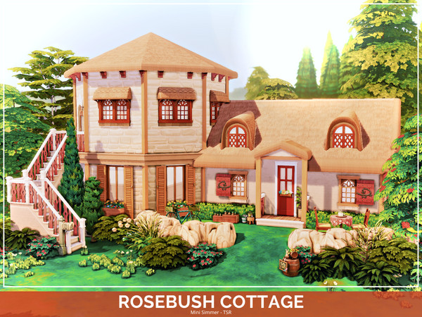 Sims 4 — Rosebush Cottage - Shell by Mini_Simmer — A small cottage containing two bedrooms and 2 bathrooms.