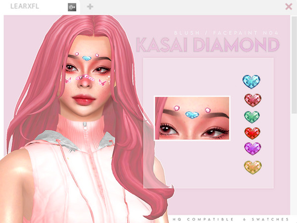 Sims 4 — Kasai Diamond [Blush / Facepaint] N04 by Learxfl — Yumekasai Collection [1/2] - 6 swatches - Base Game