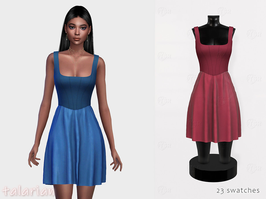 The Sims Resource - Daisy corset dress with leather skirt
