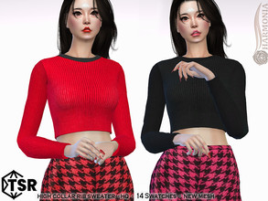 Sims 4 — High Collar Rib Sweater by Harmonia — New Mesh 14 Swatches HQ Please do not use my textures. Please do not