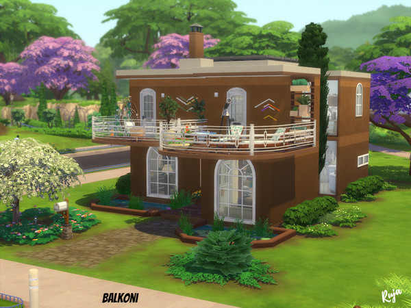 Sims 4 — Balkoni by ruja2 — Balkoni is a family home with two bedrooms and two bathrooms. Open social area with living