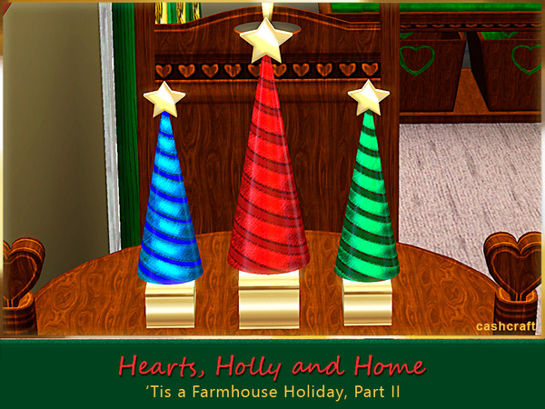 Sims 3 — Hearts, Holly and Home 3 Xmas Trees by Cashcraft — It's a trio of mini decorative Christmas trees for your home.
