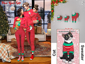 Sims 4 — [PATREON] NEW YEAR GIFT - Cat Sweater S217 by turksimmer — 4 Swatches Compatible with HQ mod Works with all of