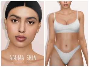 Sims 4 — [Patreon] Amina Skin by thisisthem —  HQ Compatible ; 2v (with/without eyebrows) ; 30 swatches , Skin Details
