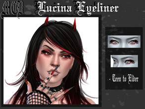 Sims 4 — Lucina Eyeliner by MaruChanBe2 — Black and red eyeliner with little pentagrams <3