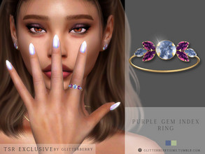 Sims 4 — Purple Gem Index Ring by Glitterberryfly — A purple rhinestone ring set in gold.