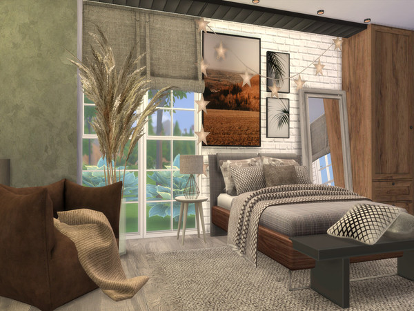 Sims 4 — Nolita Bedroom by Suzz86 — Nolita is a fully furnished and decorated bedroom. Size: 6x8 Value: $ 13,400 Short