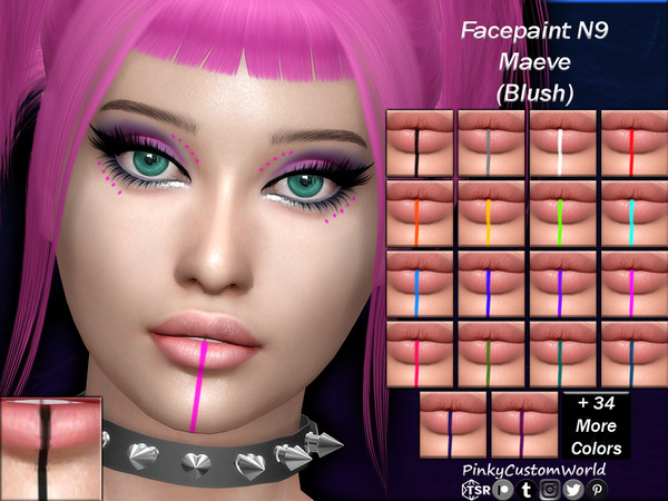 Sims 4 — Facepaint N9 - Maeve (Blush) by PinkyCustomWorld — This facepaint has small dots around the eyes and a line from