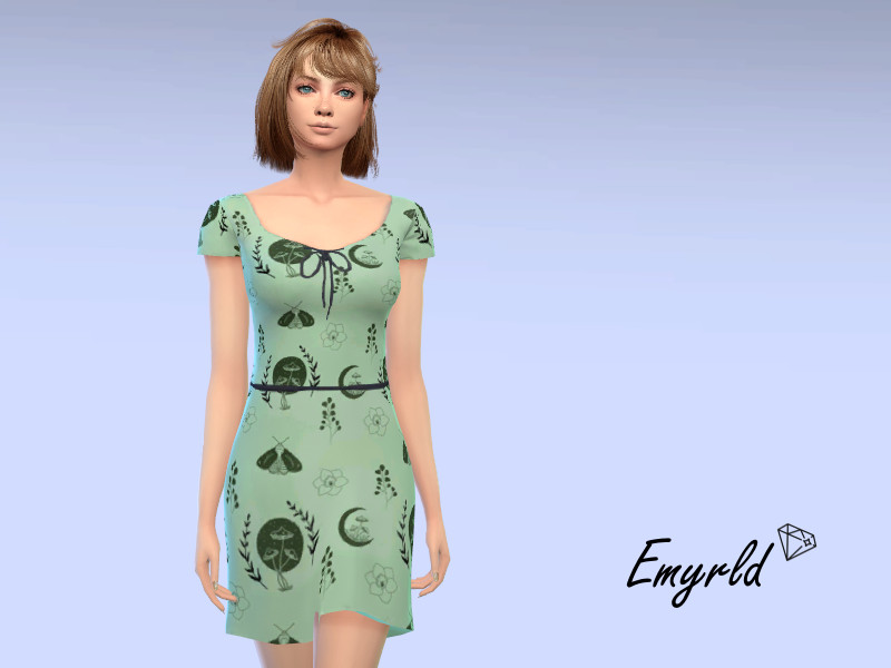 Sims 4 The Sims Resource | Green Fairycore T-Shirt Dress by TSR Creator