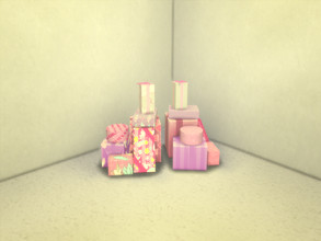Sims 4 — Baby shower present pile (Functional) by ModdestSimmer — A present pile with baby shower themed wrapping paper.
