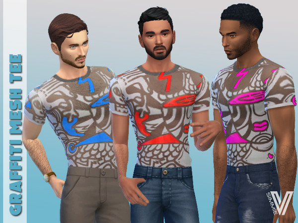The Sims Resource - Graffiti Mesh T Shirt