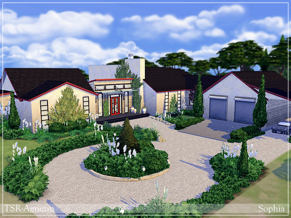 Sims 4 — Sophia-no cc by Agnezin — Large residence with garage, swimming pool and garden. It has three bedrooms, three