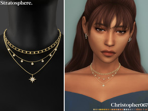 Sims 4 — Stratosphere Necklace by christopher0672 — This is a set of 3 layered necklaces - 1 long star pendant necklace,