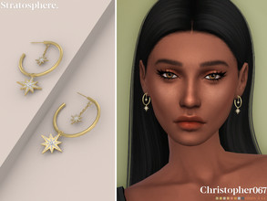 Sims 4 — Stratosphere Earrings by christopher0672 — This is a cosmic pair of big hoop earrings with 2 dangling