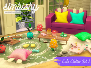 Sims 4 — Cute Clutter Set 1 by simbishy — A set of 10 super random decorative clutter objects - bunny pillows, pom pom