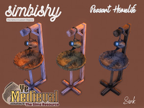 Sims 4 — Ye Medieval - Peasant Homelife - Sink by simbishy — A wash stand with a jug & basin for your medieval