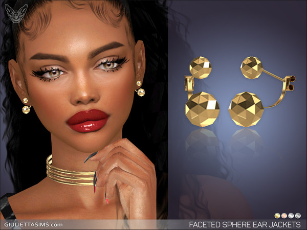 The Sims Resource - Faceted Sphere Ear Jackets