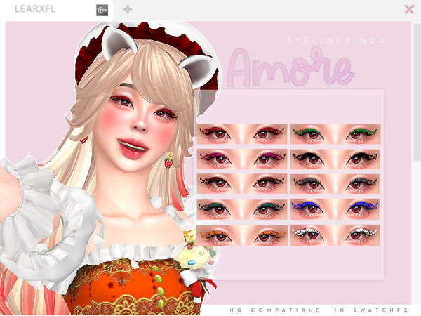 Sims 4 — Amore Eyeliner N04 by Learxfl — - 10 swatches - Base Game Compatible - HQ Compatible - Female - Makeup Category