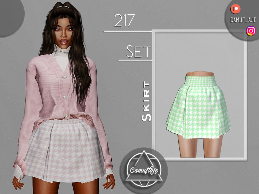 The Sims Resource - SET 217 - Houndstooth Skirt