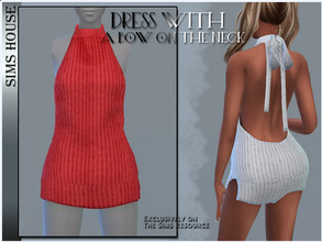 Sims 4 — DRESS WITH A BOW ON THE NECK by Sims_House — DRESS WITH A BOW ON THE NECK 8 options Short dress with a bow at