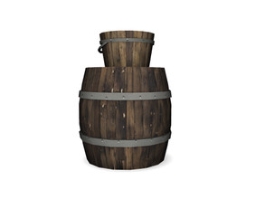 Sims 4 — Tristan Bathroom Sink by Angela — Ye Medieval Tristan Bathroom Sink. A barrel with a bucket of water to wash up,