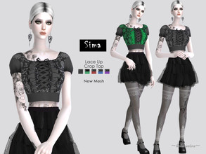 Sims 4 — SIMA - Lace Up Blouse by Helsoseira — Style : Lace up cap sleeves blouse Name : SIMA Sub part Type : Blouse