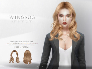 Sims 4 — Curly hair with a center part ES0126 by wingssims — Colors:20 All lods Compatible hats Make sure the game is