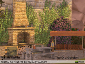 Sims 4 — The Old Garden by kardofe — Old and abandoned garden with stone barbecue, table with benches, swing, some