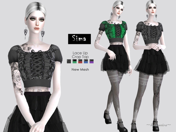 The Sims Resource - SIMA - Lace Up Blouse