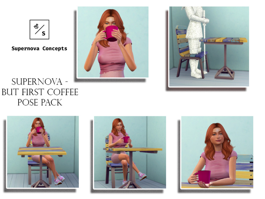 The Sims Resource But First Coffee Pose Pack