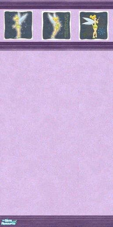 Sims 2 — Dusky Purple Sponge w/Tinkerbell by literoticangel — Dusky Purple Sponged Wall w/Tinkerbell Border
