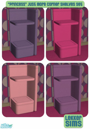 Sims 2 — Princess Just More Corner Shelves by Lekker Sims — By Lekker Sims. Coordinates with other items in our