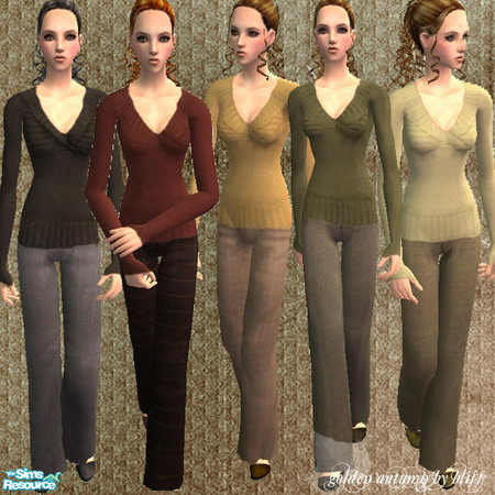 Sims 2 — golden autumn. by bliss. — cosy and elegant outfits in five different shades of mother earth's numerous colours